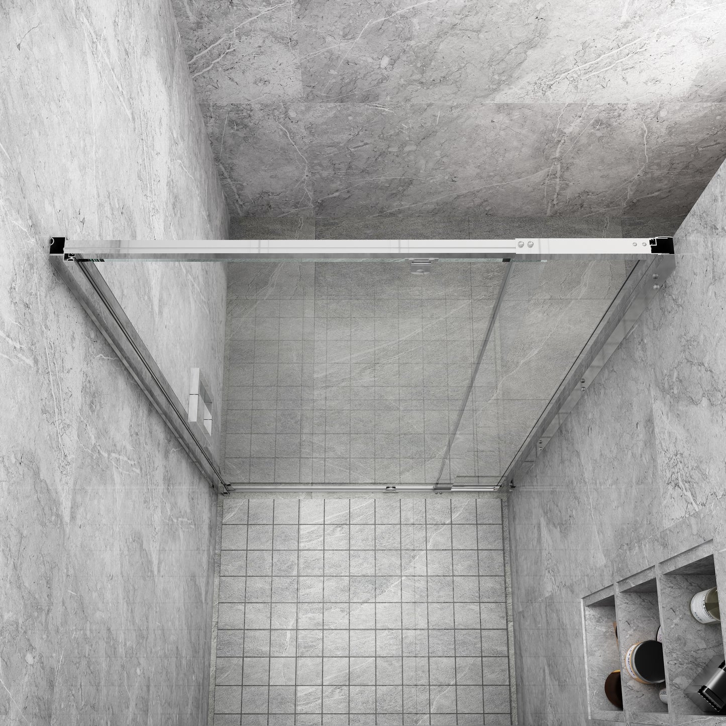 32-36 in. W x 72 in. H Pivot Swing Framed Shower Door in Chrome Clear Glass