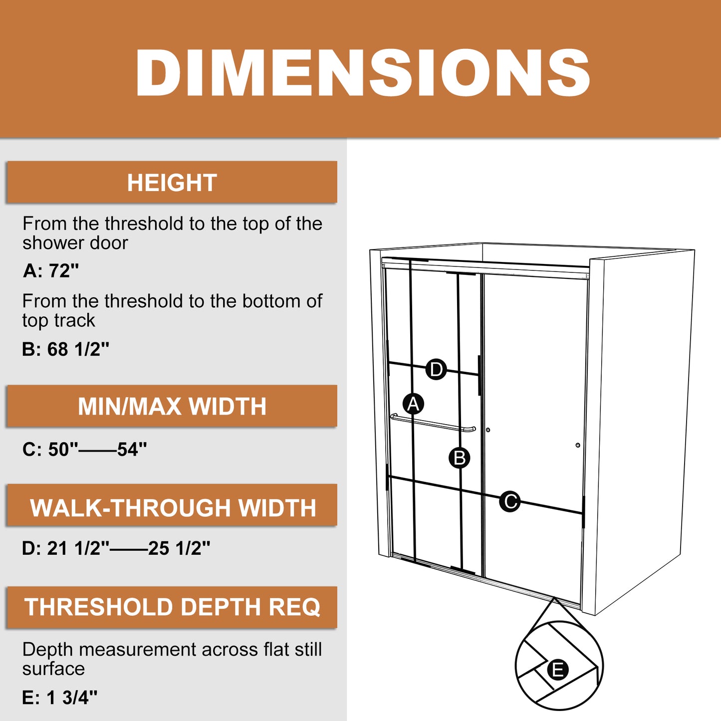 54 in. W x 72 in. H Sliding Frameless Shower Door Brushed Nickel Clear Glass