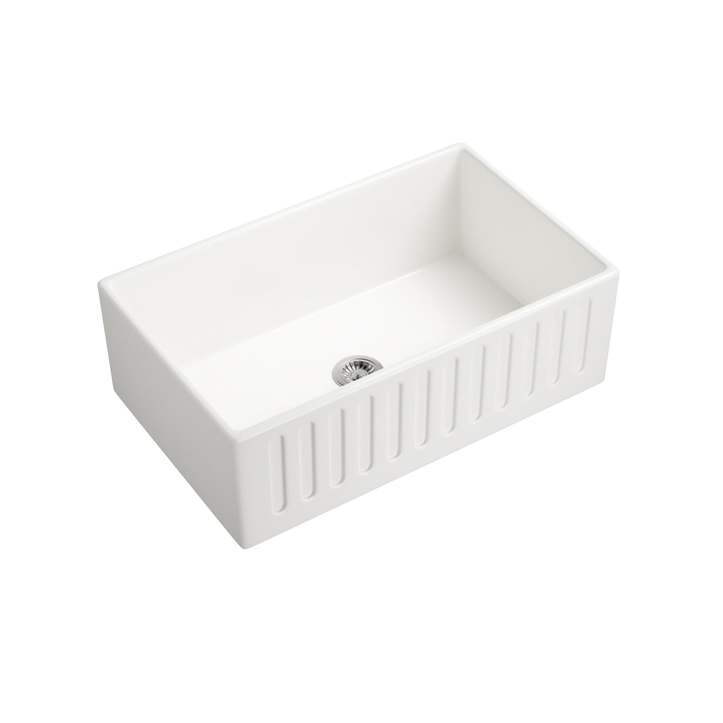 White Fireclay Ceramic 30 in. Single Bowl Farmhouse Apron Workstation Kitchen Sink