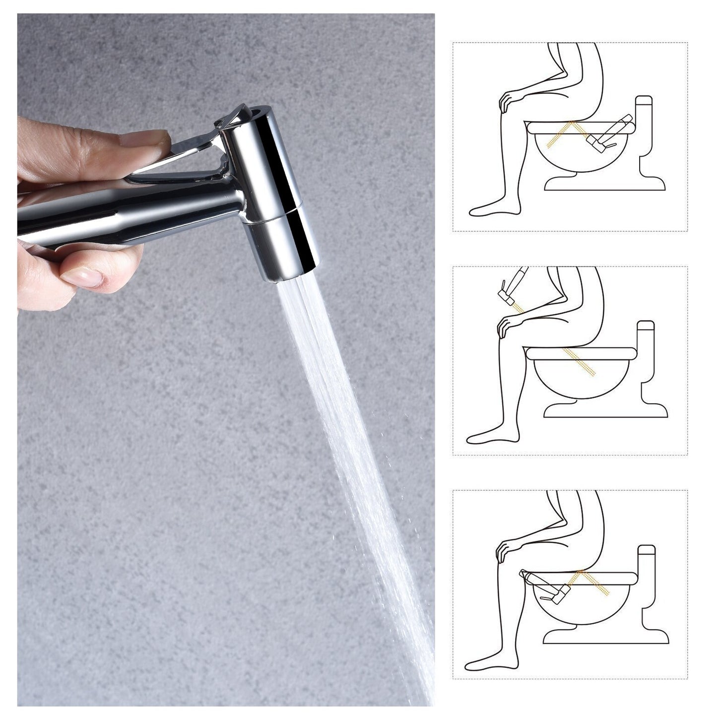 Handheld Non-Electric Bidet Attachment in Chrome Accessory