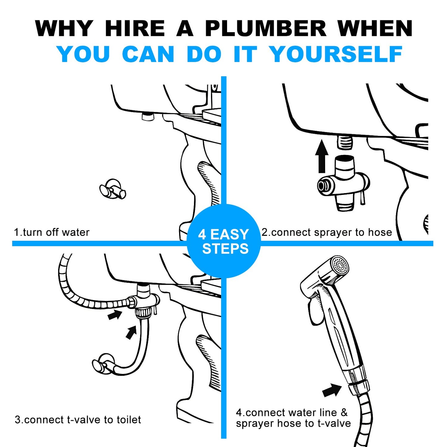 Handheld Non-Electric Bidet Attachment in Chrome Accessory