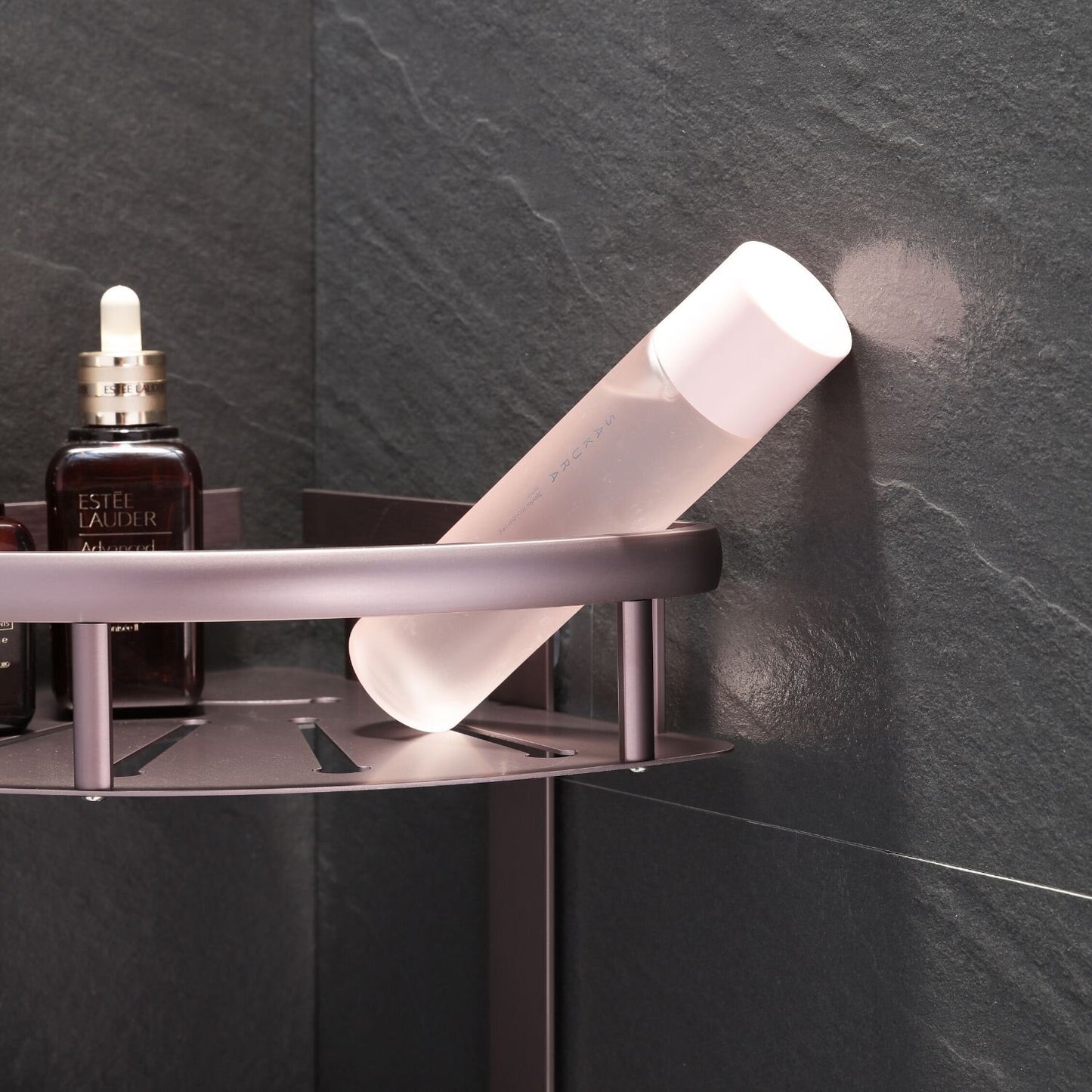 Aluminum Corner Shower Caddy in Bronze
