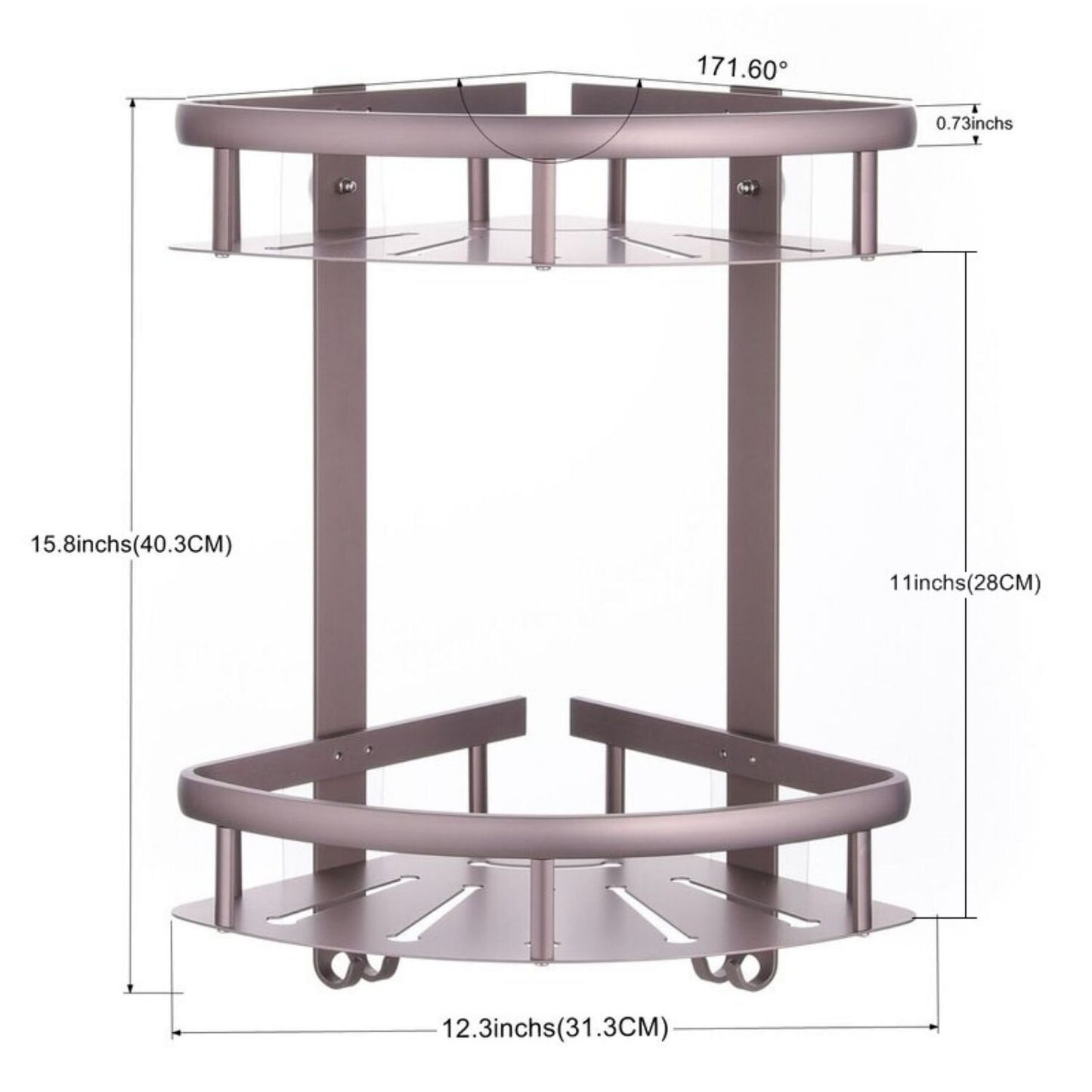 Aluminum Corner Shower Caddy in Bronze