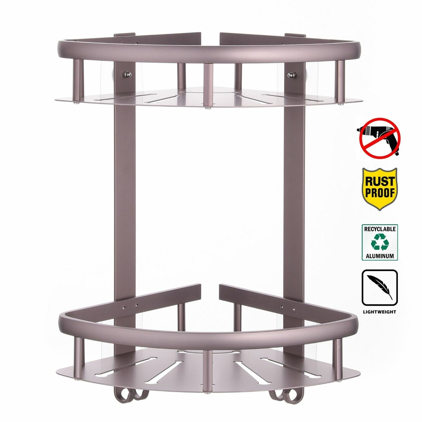 Aluminum Corner Shower Caddy in Bronze