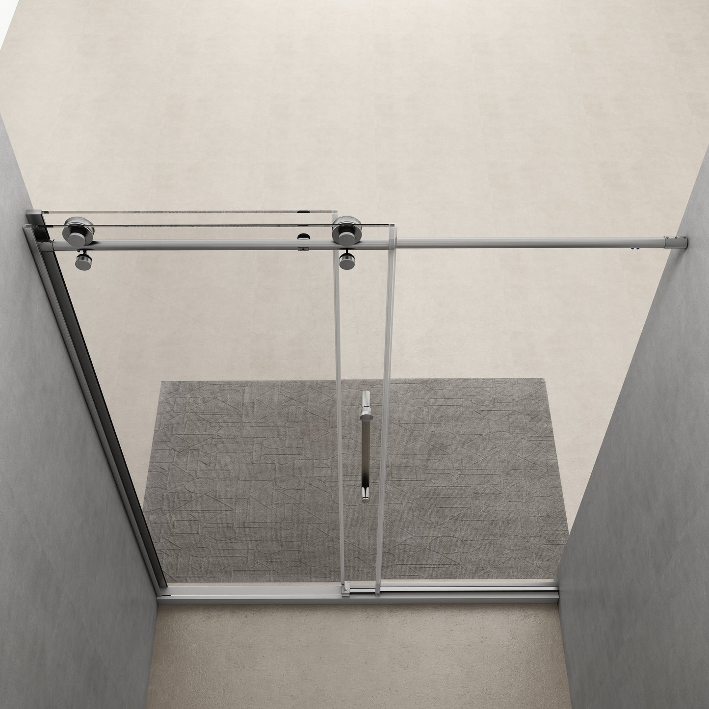 57-60 in. W x 76 in. H Sliding Semi-Frameless Shower Door Brushed Nickel Clear Glass