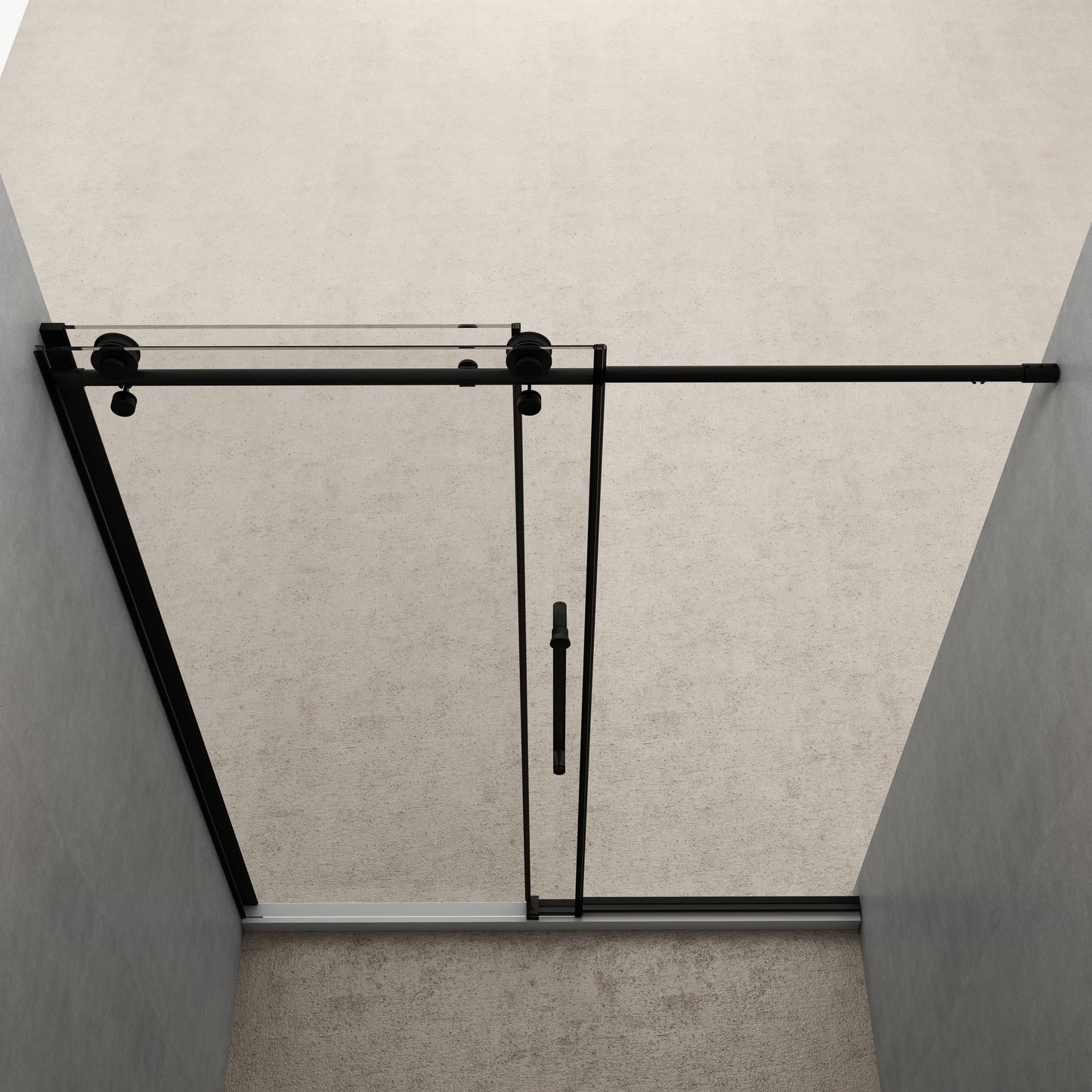 57-60 in. W x 76 in. H Sliding Semi-Frameless Shower Door Matte Black Clear Glass