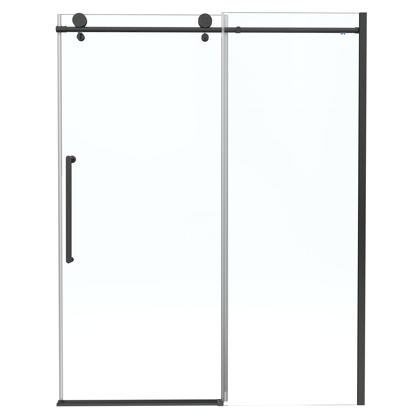 57-60 in. W x 76 in. H Sliding Semi-Frameless Shower Door Matte Black Clear Glass