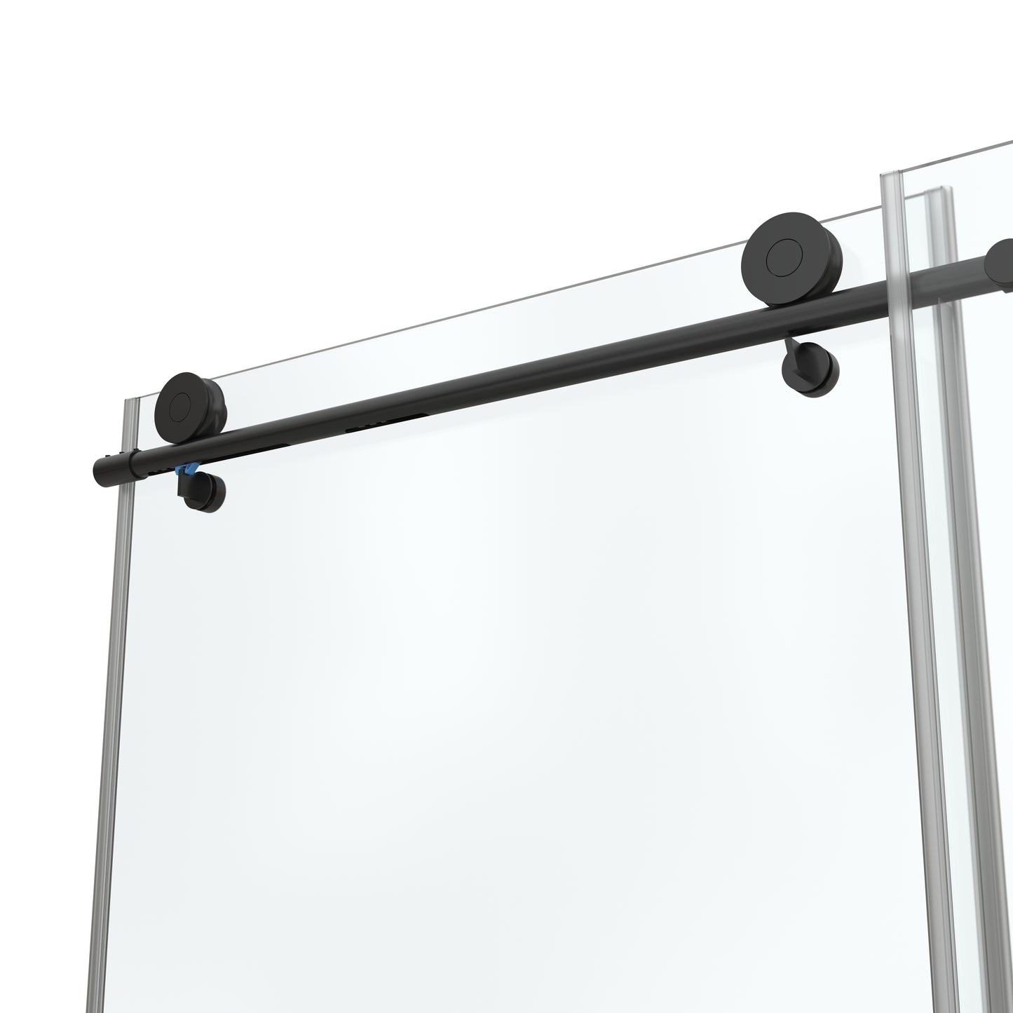 57-60 in. W x 76 in. H Sliding Semi-Frameless Shower Door Matte Black Clear Glass