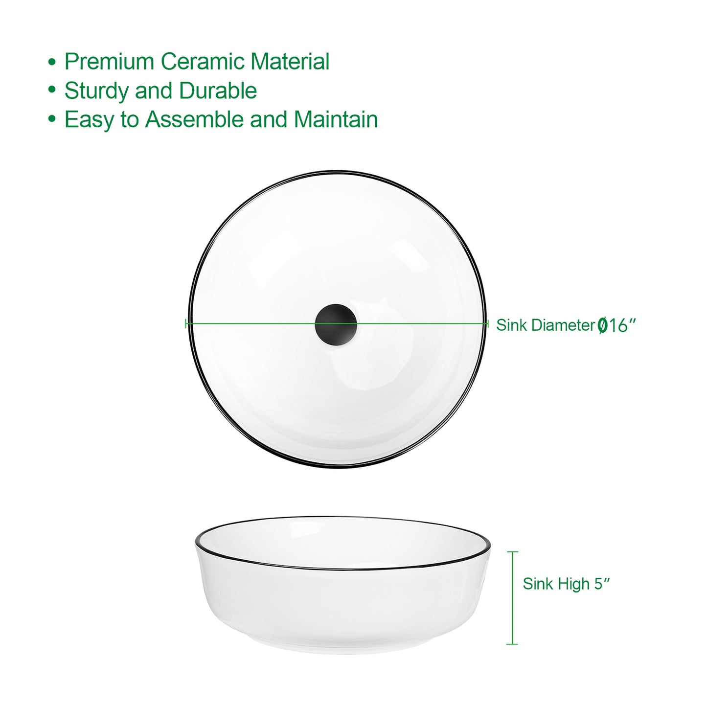 24 in.W x 19 in.D x 32.3 in.H White Wooden Minimalist Bath Cabinet with Round White Ceramic Sink, Faucet, Mirror