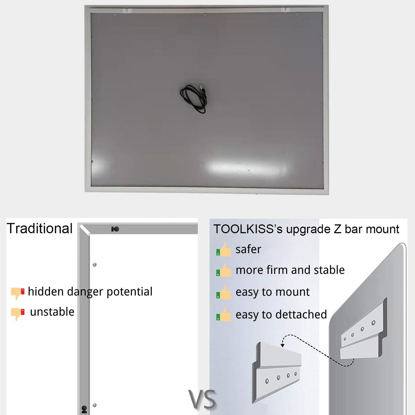 24 in. W x 32 in. H Frameless Anti-Fog LED Bathroom Vanity Mirror Front Light