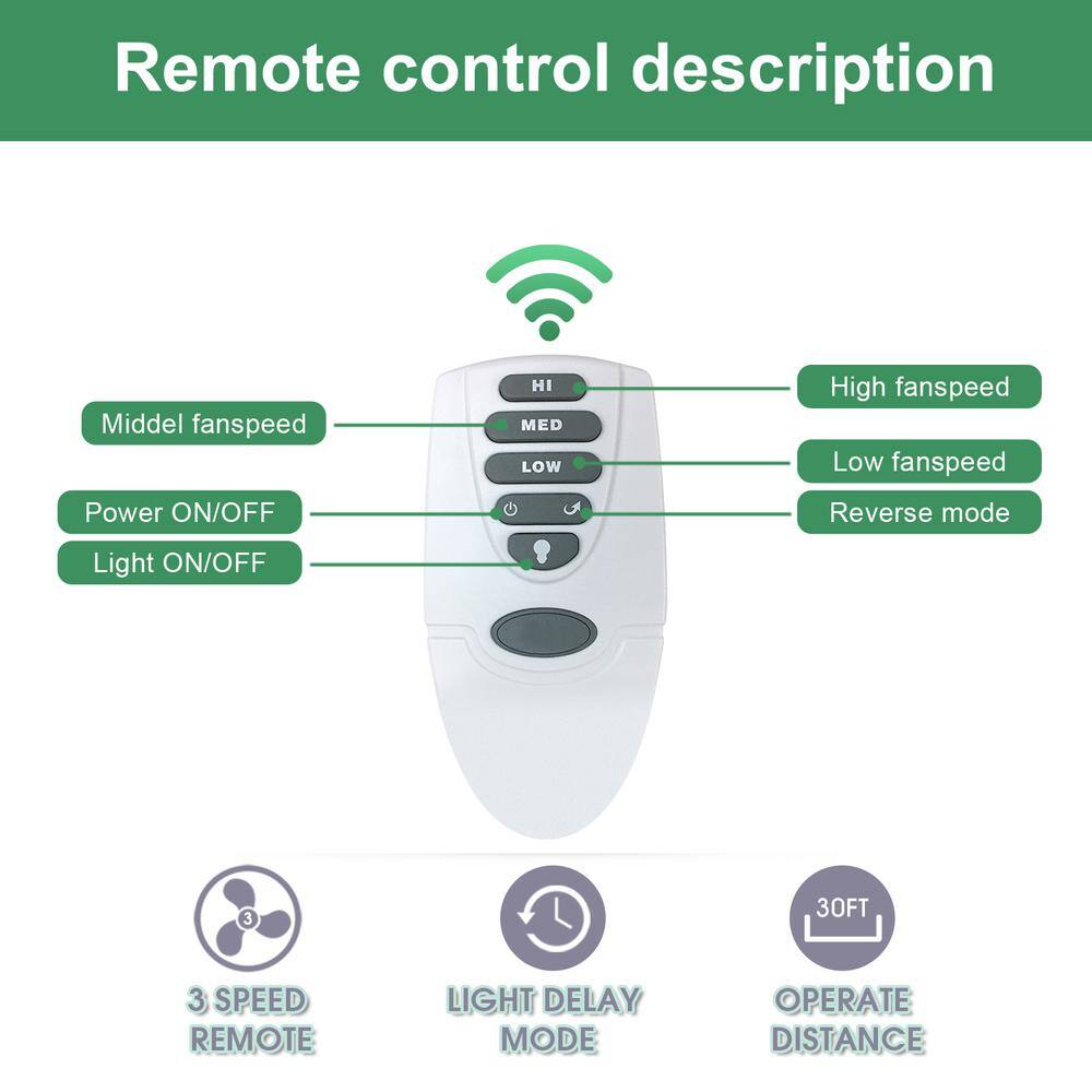 52 in. Integrated LED Indoor Black Ceiling Fan with Light and Remote Include Light Kit Downrod
