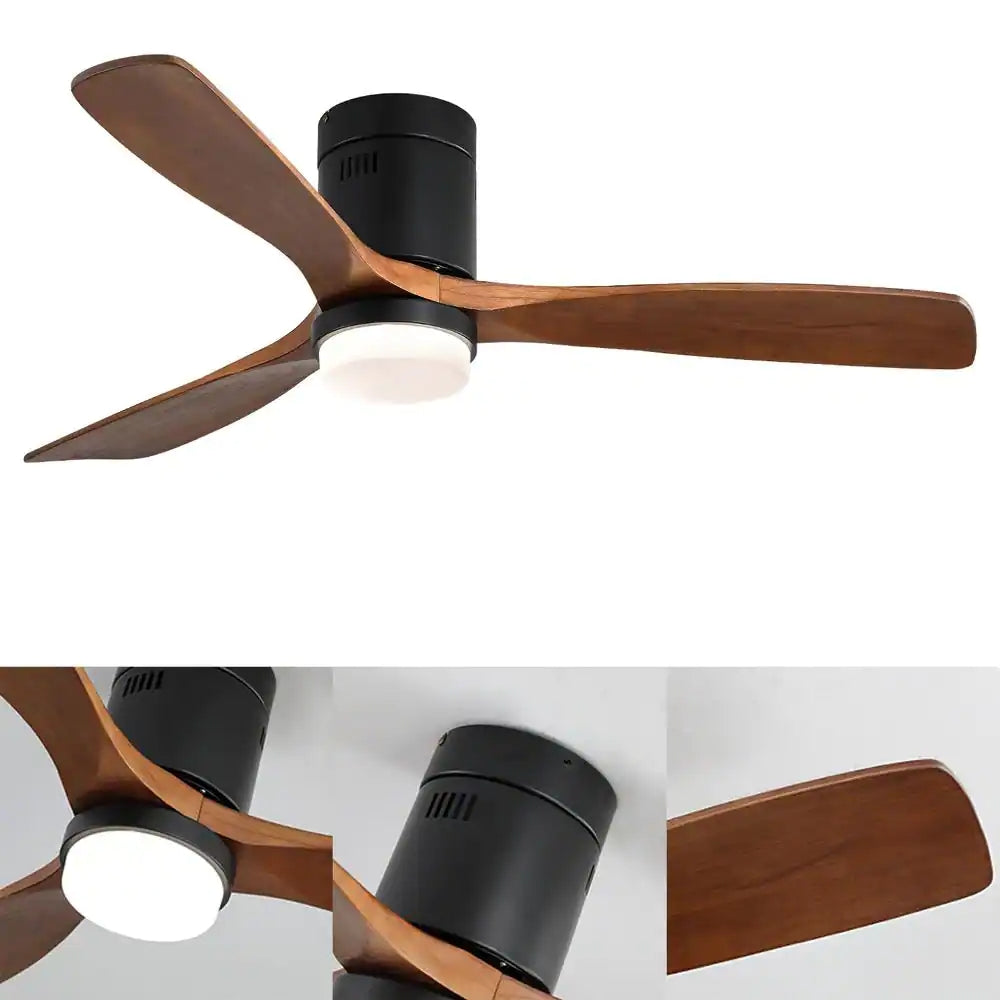 52 in. Intergrated LED Indoor Black Smart Ceiling Fan with Light and Remote Include Light Kit