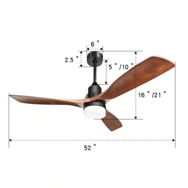 52 in. Intergrated LED Indoor Black Smart Ceiling Fan with Light and Remote Include Light Kit Downrod