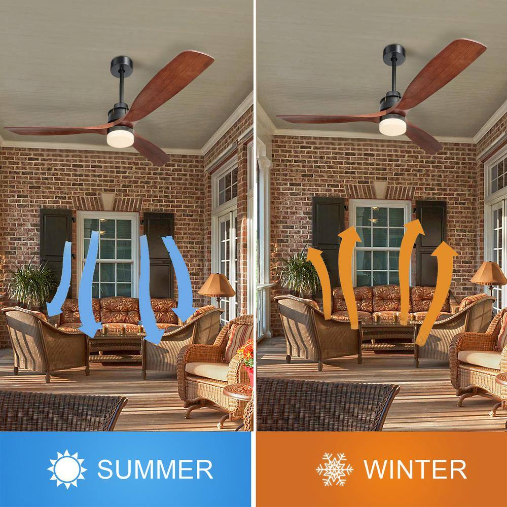 60 in. Intergrated LED Indoor Black Smart Ceiling Fan with Light and Remote Include Light Kit and Downrod