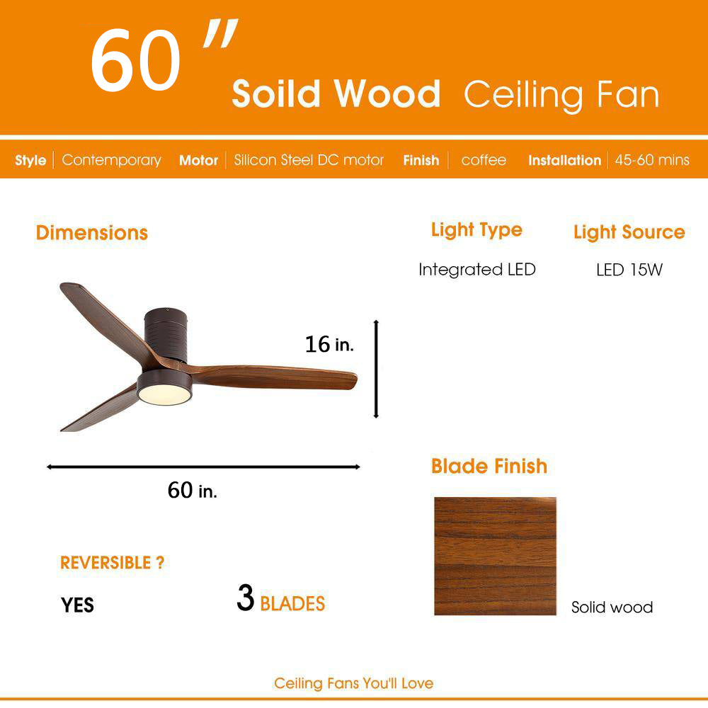 60 in. Intergrated LED Indoor Black Smart Ceiling Fan with Light and Remote Include Light Kit