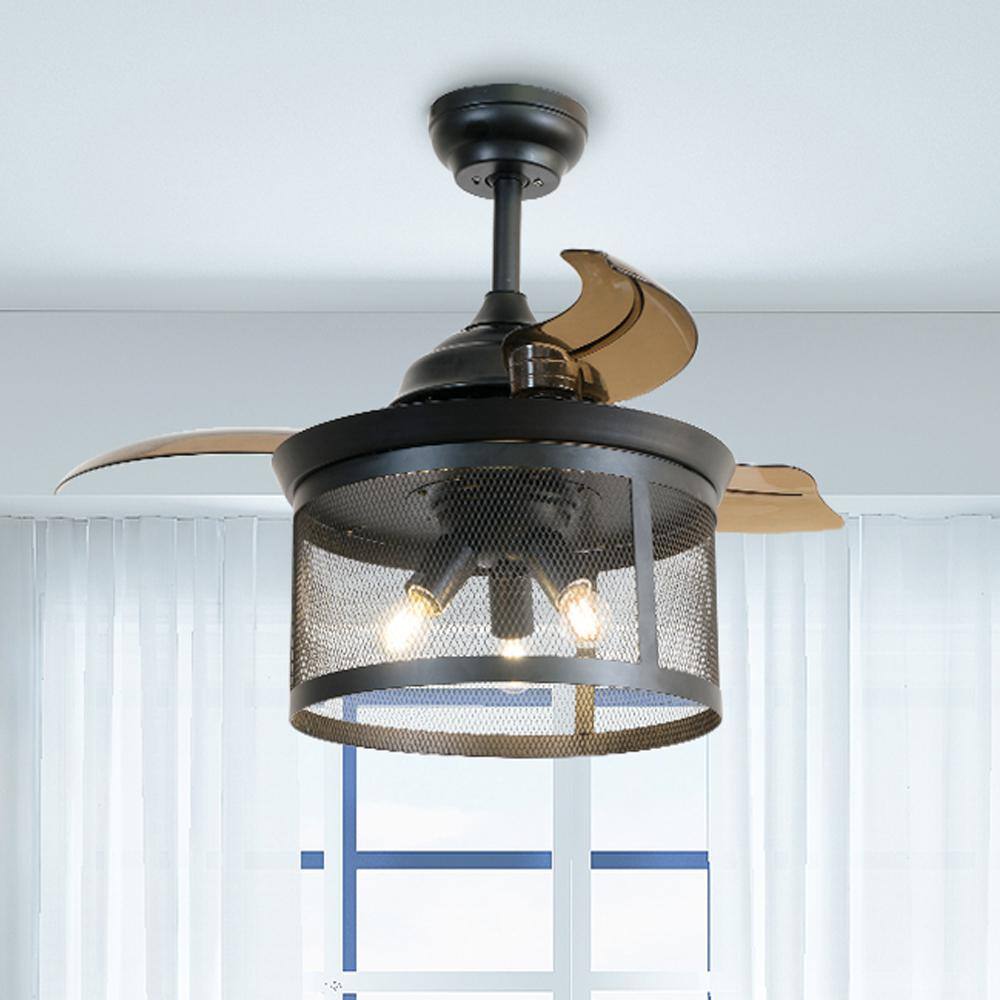 36 in. Indoor Black Ceiling Fan with Light with Remote Control