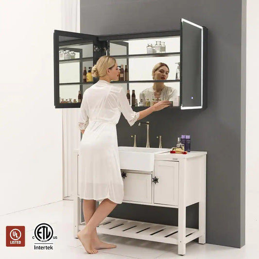 48 in. W x 30 in. H Medicine Cabinet with Frameless LED Mirror Anti-fog Surface Mount