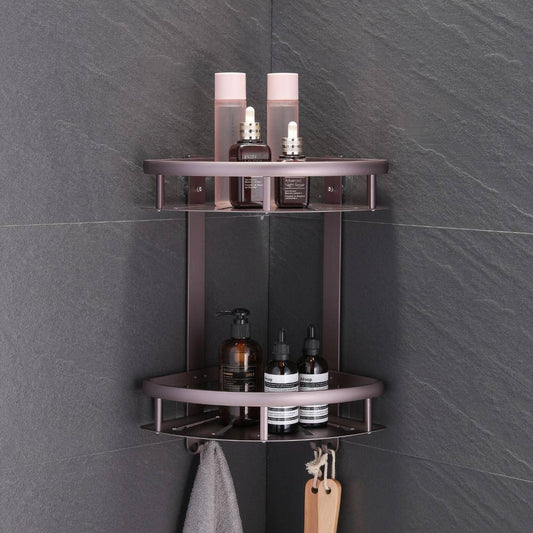 Aluminum Corner Shower Caddy in Bronze