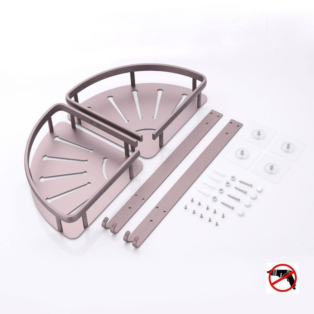 Aluminum Corner Shower Caddy in Bronze