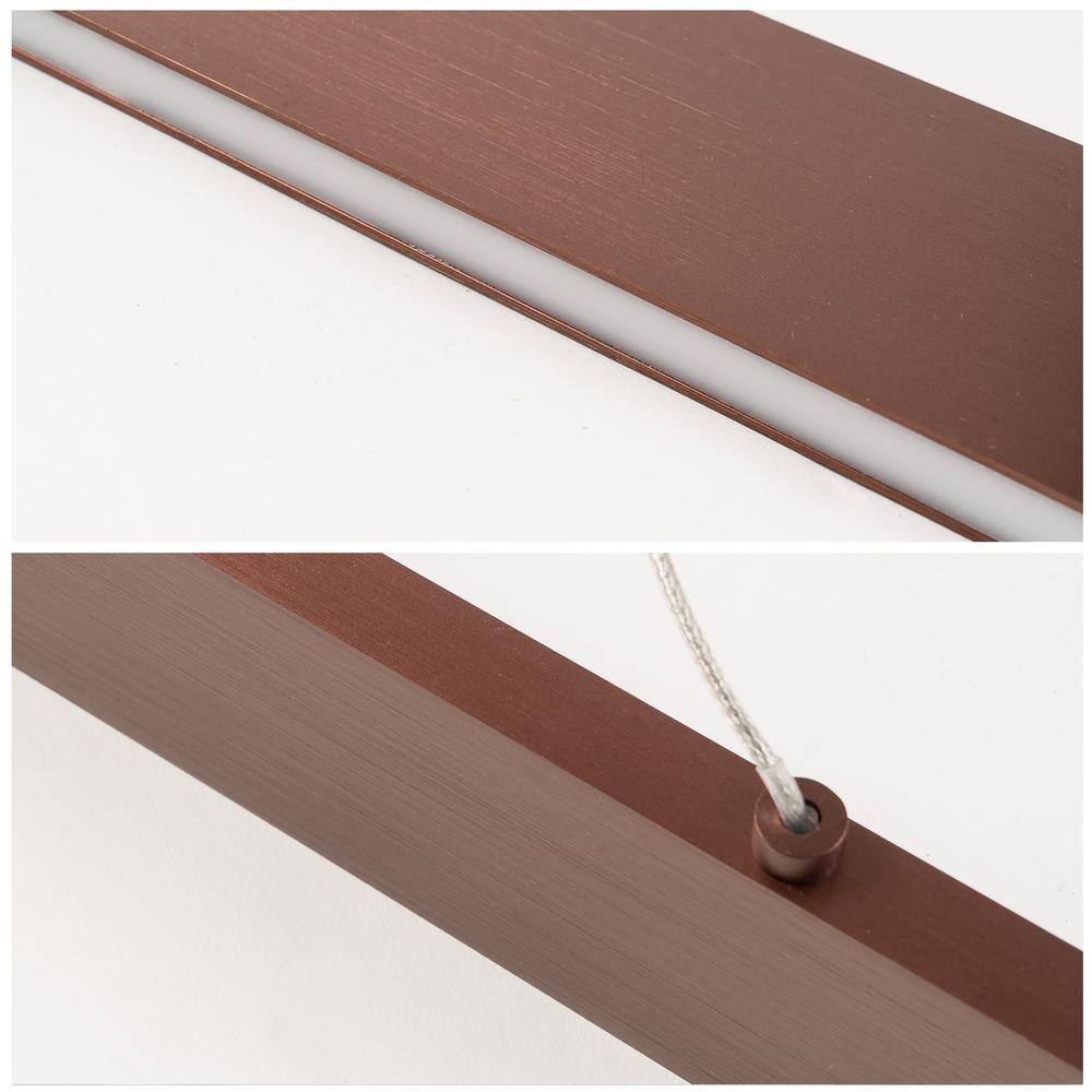 47.6 in. L 20-Watt Integrated LED Brown Pendant Light