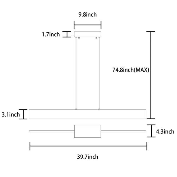 39.7 in. L 20-Watt Integrated LED Brown Pendant Light