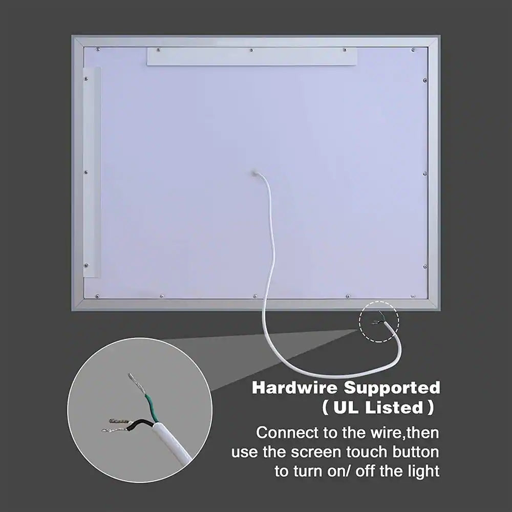 24 in. W x 32 in. H Frameless Anti-Fog LED Bathroom Vanity Mirror Front Light