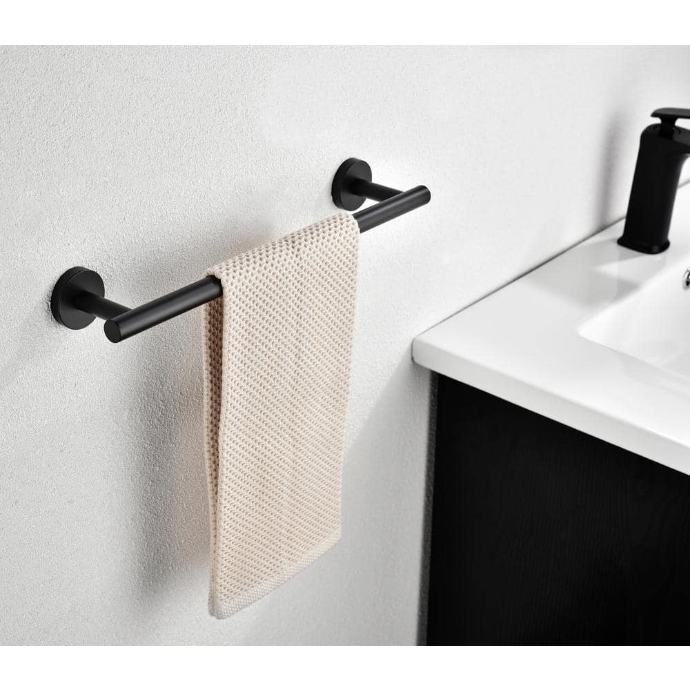6-Piece Bath Hardware Set, Towel Bar, Toilet Paper Holder, Towel Hook in Matte Black