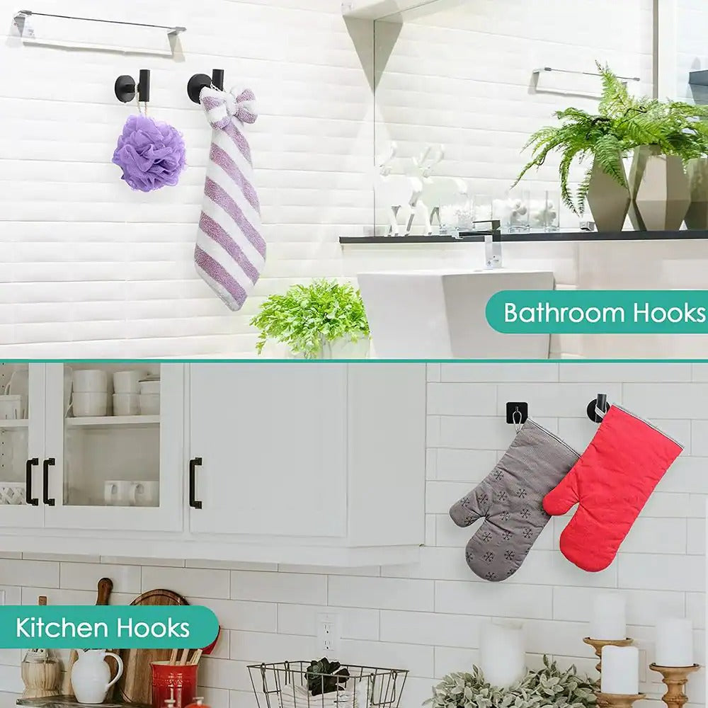 6-Piece Bath Hardware Set, Towel Bar, Toilet Paper Holder, Towel Hook in Matte Black