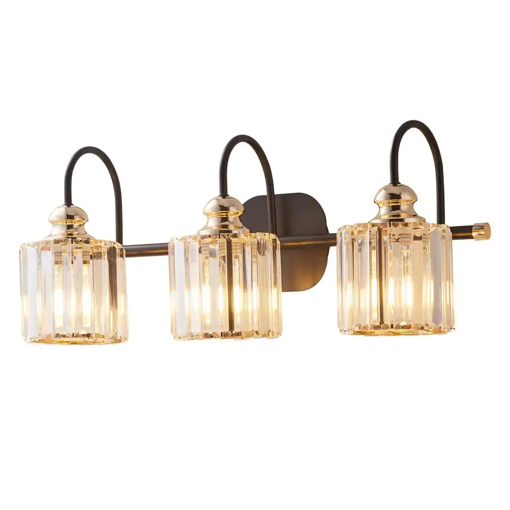 CAD 23 in. 3-Lights Matte Black Vanity Light with Frosted Glass Shade