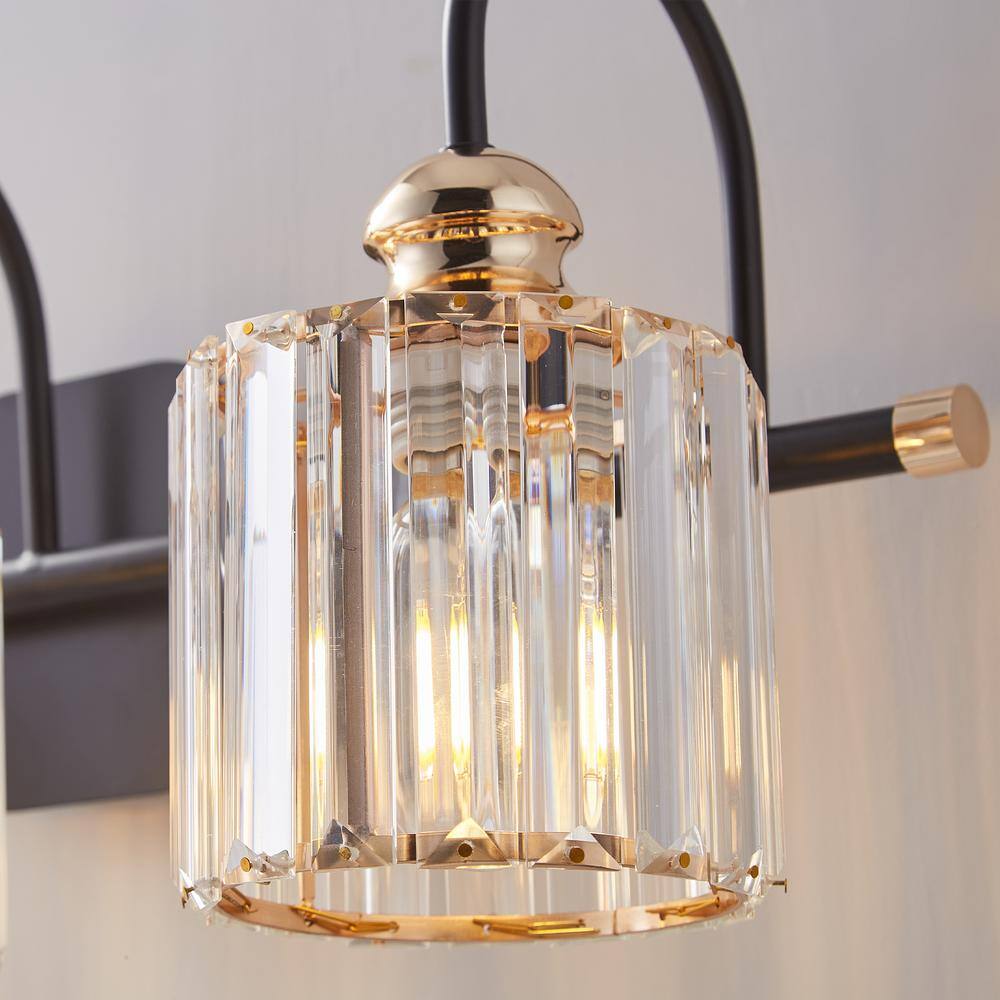 CAD 23 in. 3-Lights Matte Black Vanity Light with Frosted Glass Shade