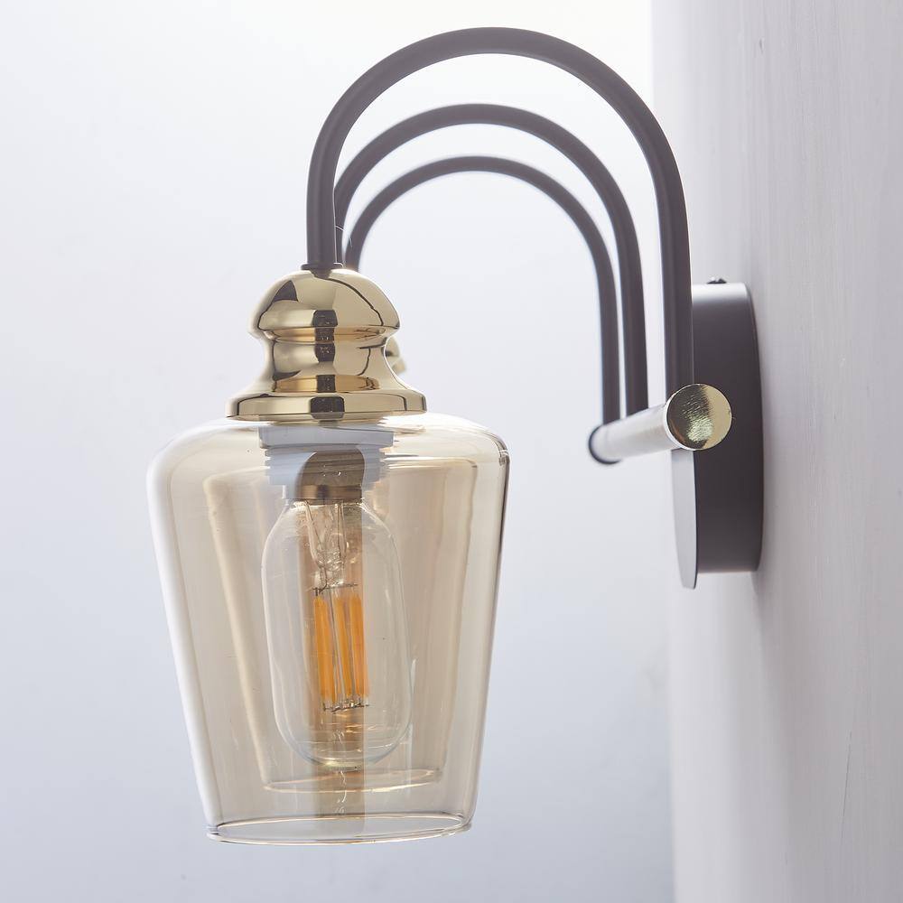 CAD 22 in. 3-Lights Matte Black Vanity Light with Clear Glass Shade