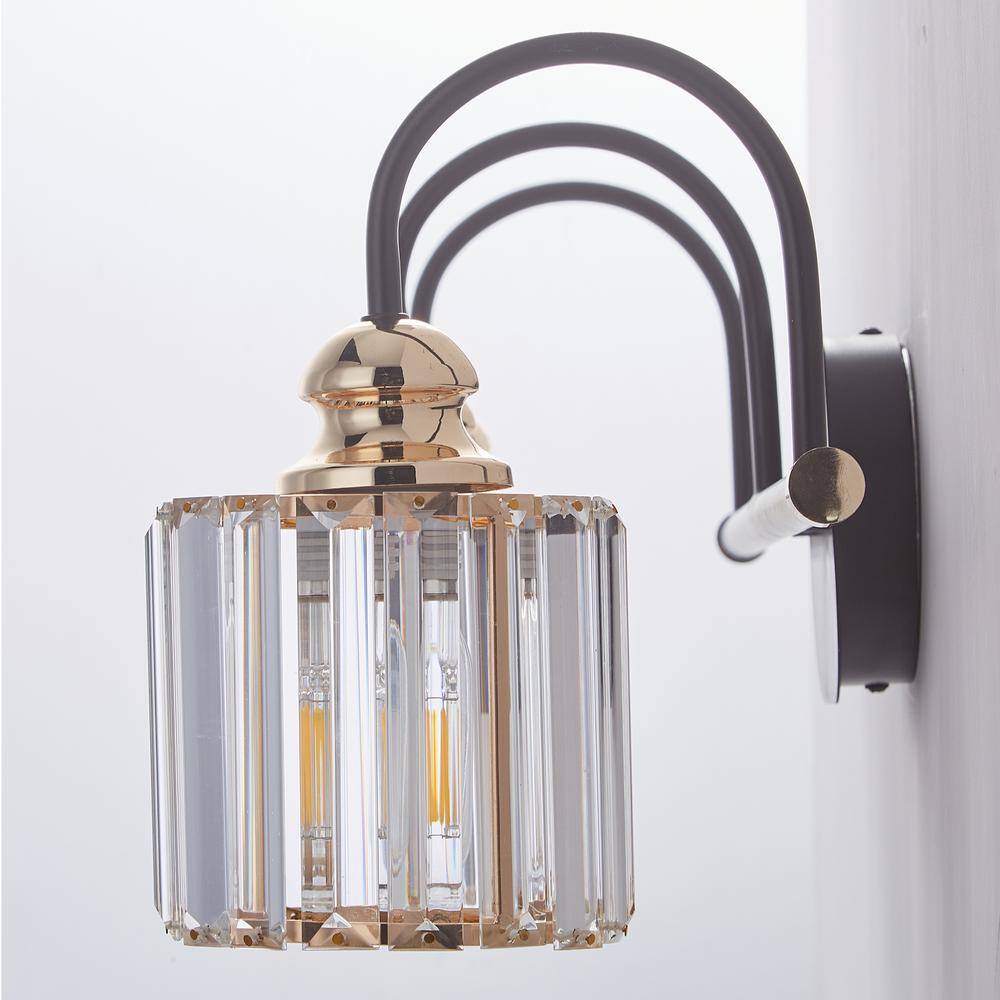 32 in. 4-Lights Matte Black Vanity Light with Frosted Glass Shade
