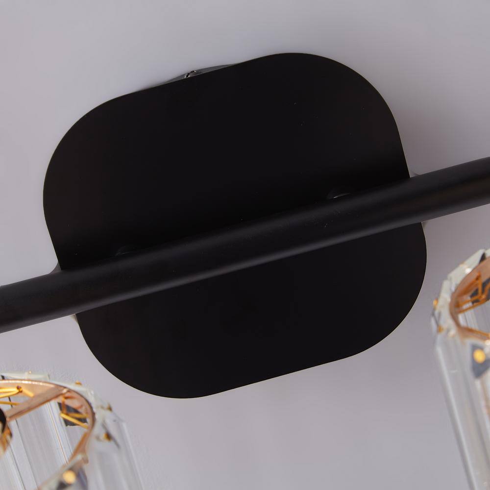 32 in. 4-Lights Matte Black Vanity Light with Frosted Glass Shade