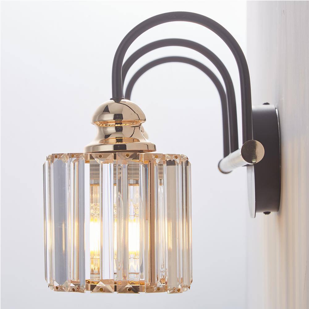 32 in. 4-Lights Matte Black Vanity Light with Frosted Glass Shade