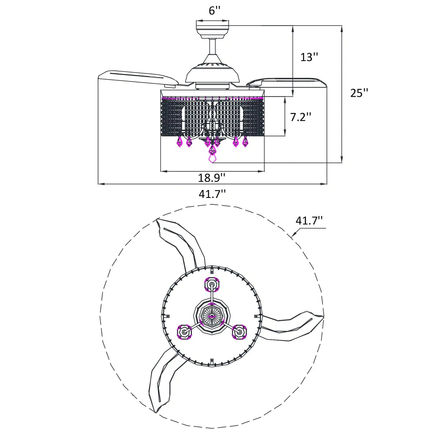 42 in. Indoor Silver Ceiling Fan with Light with Remote Control