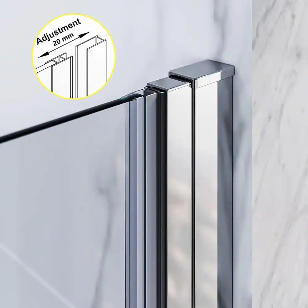 34-35 1/2'' in. W x 72 in. H Bi-Fold Frameless Shower Doors in Chrome with Clear Glass