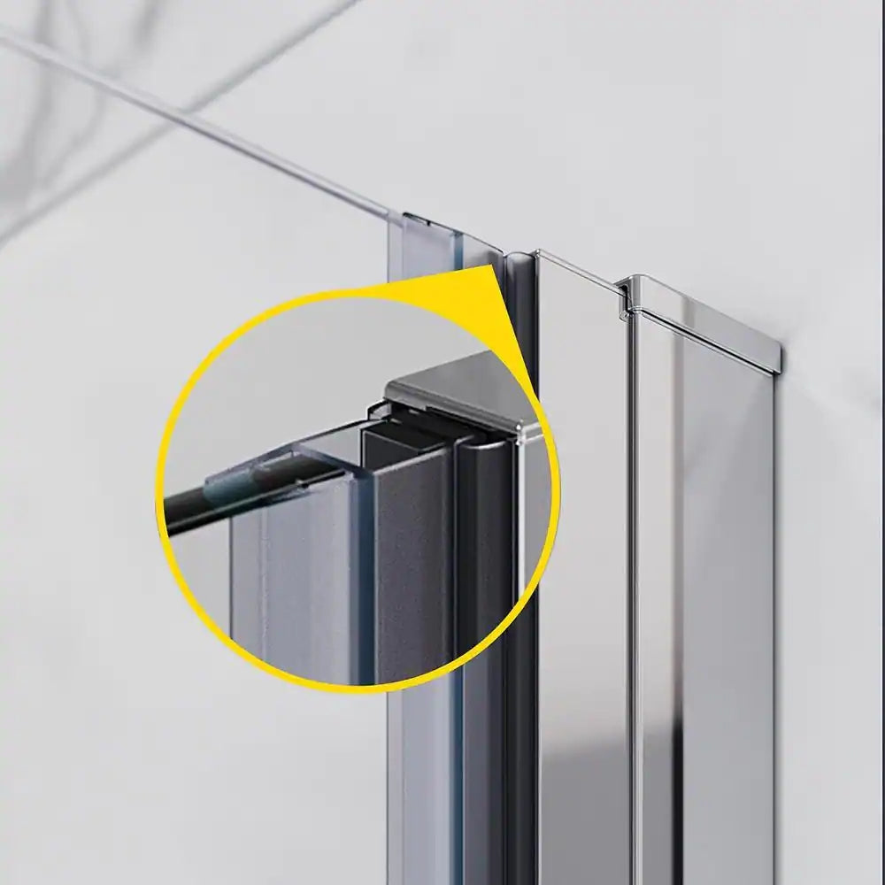 34-35 1/2'' in. W x 72 in. H Bi-Fold Frameless Shower Doors in Chrome with Clear Glass
