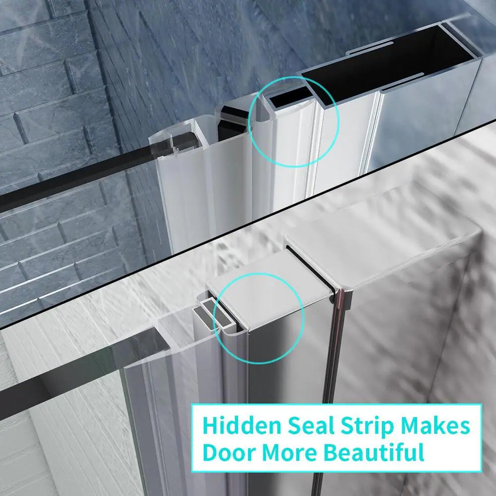 34-35 1/2'' in. W x 72 in. H Bi-Fold Frameless Shower Doors in Chrome with Clear Glass