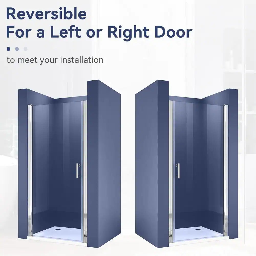 36-37 1/4'' in. W x 72 in. H Pivot Swing Frameless Shower Door in Chrome with Clear Glass