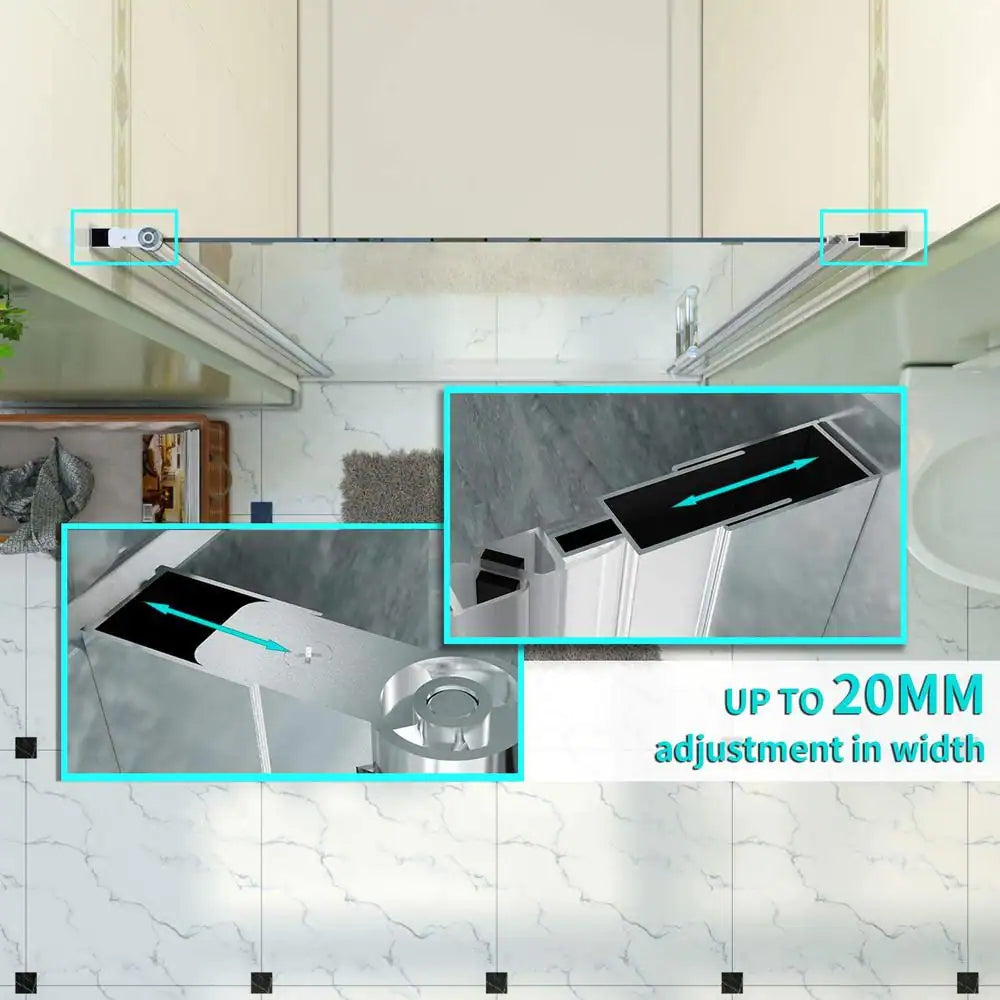 34-35 1/2'' in. W x 72 in. H Pivot Swing Frameless Shower Door in Chrome with Clear Glass
