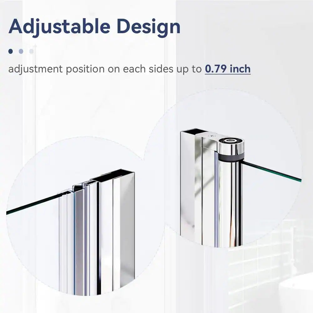 34-35 1/2'' in. W x 72 in. H Pivot Swing Frameless Shower Door in Chrome with Clear Glass