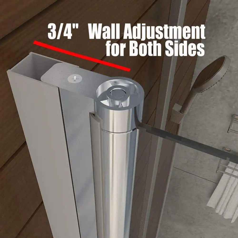 36-37 1/4'' in. W x 72 in. H Pivot Swing Frameless Shower Door in Chrome with Clear Glass