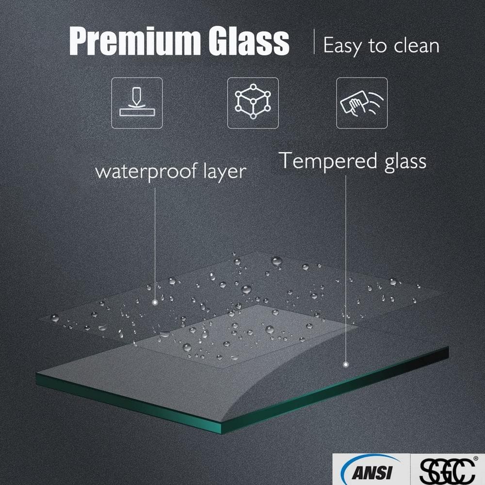 36-37 1/4'' in. W x 72 in. H Bi-Fold Minimalist Frameless Shower Door Matte Black Clear Glass
