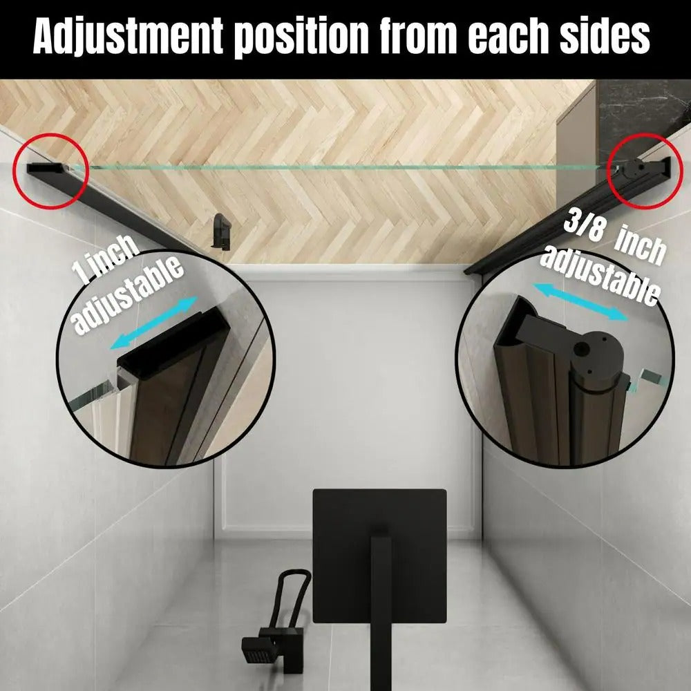 36-37 1/4'' in. W x 72 in. H Pivot Swing Minimalist Frameless Shower Door Matte Black Clear Glass