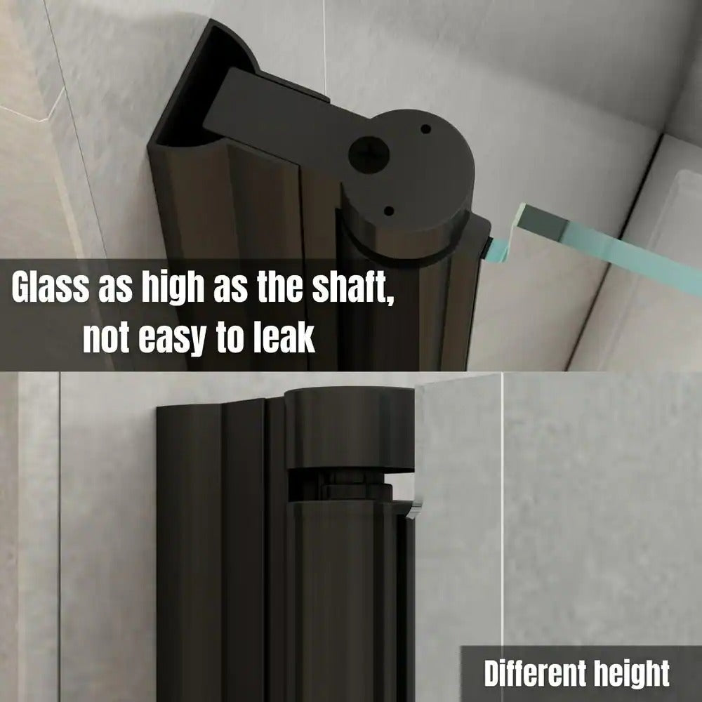32-33 1/4'' in. W x 72 in. H Pivot Swing Minimalist Frameless Shower Door Matte Black Clear Glass