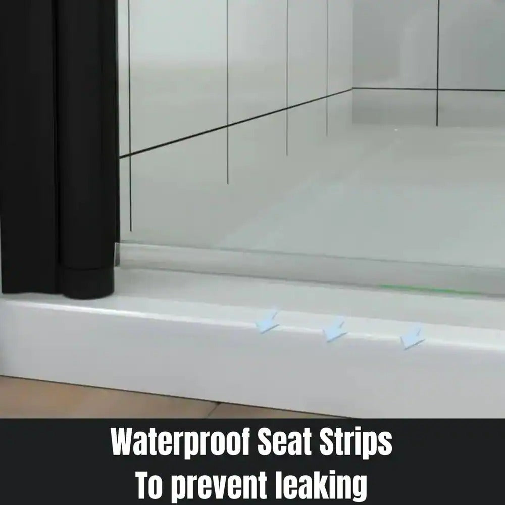 32-33 1/4'' in. W x 72 in. H Pivot Swing Minimalist Frameless Shower Door Matte Black Clear Glass