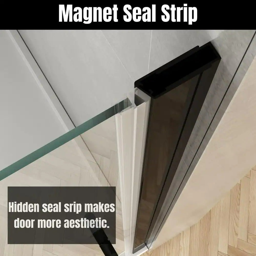 32-33 1/4'' in. W x 72 in. H Pivot Swing Minimalist Frameless Shower Door Matte Black Clear Glass