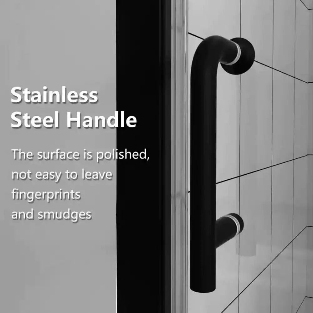 32-33 1/4'' in. W x 72 in. H Pivot Swing Minimalist Frameless Shower Door Matte Black Clear Glass