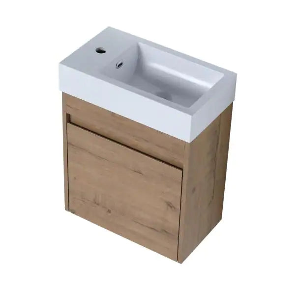 18 in. W x 10.2 in. D x 22.8 in. H Bath Vanity in Light Brown with White Ceramic Top