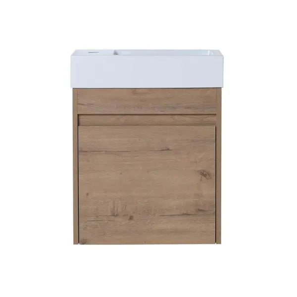 18 in. W x 10.2 in. D x 22.8 in. H Bath Vanity in Light Brown with White Ceramic Top